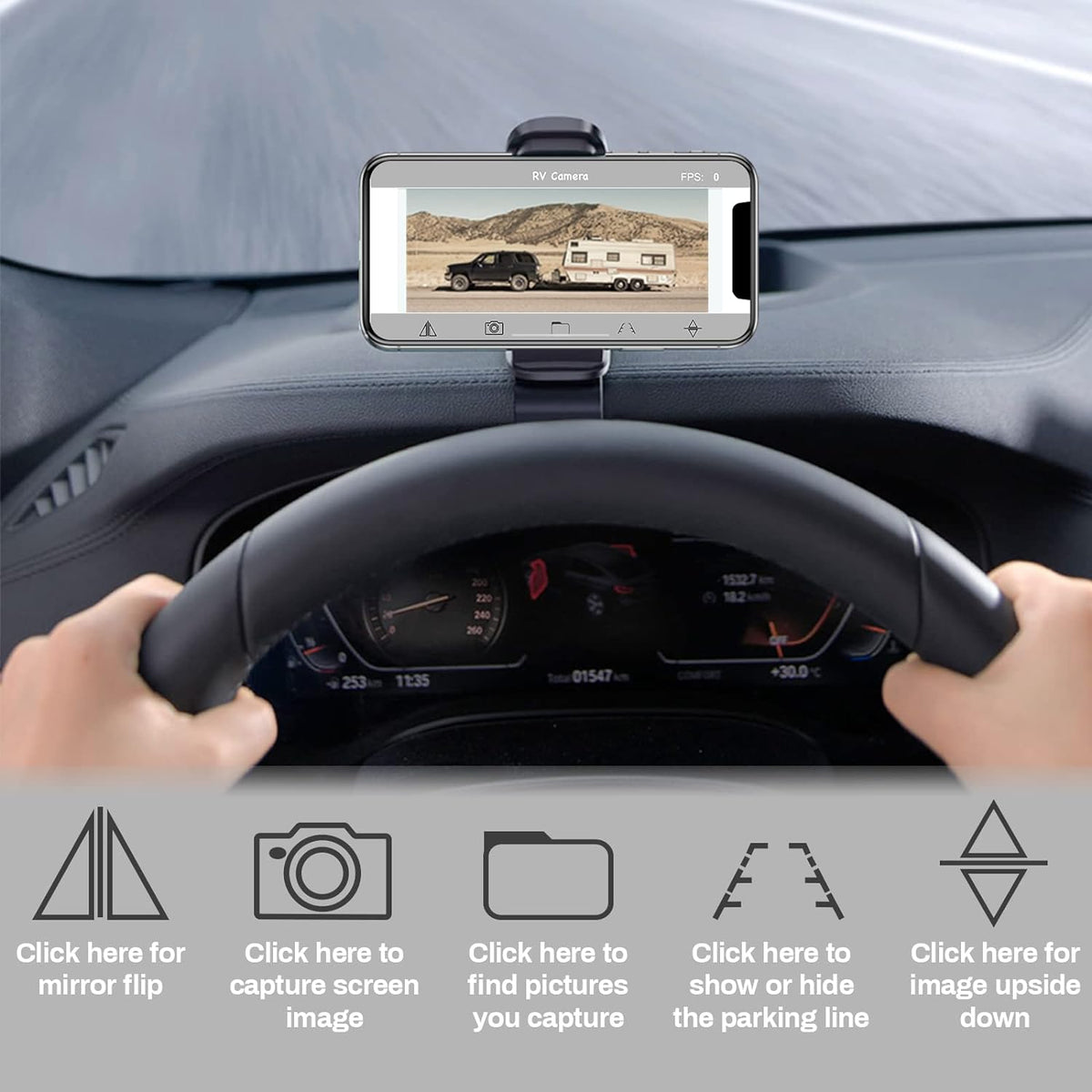EW-B502APP WiFi Magnetic Hitch Wireless Backup Rear/Front View Camera
