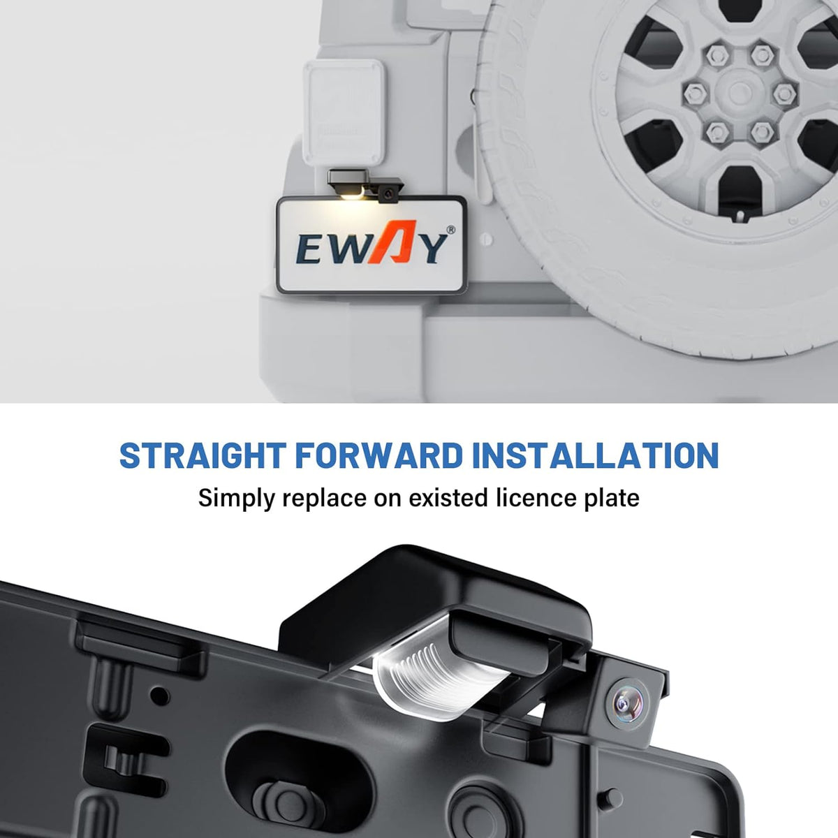 EW-004 License Plate Backup Reverse Camera for Jeep Wrangler