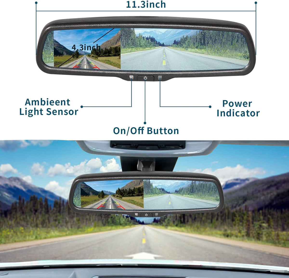 EW-MM02J1002KIT Backup Spare Tire Mount Camera with 4.3" Anti-Glare Mirror  for Jeep Wrangler