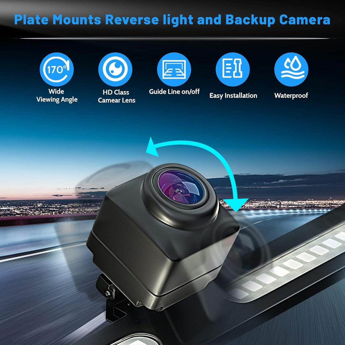 EW-L002 License Plate Backup Camera with LED Reversing Light Bar