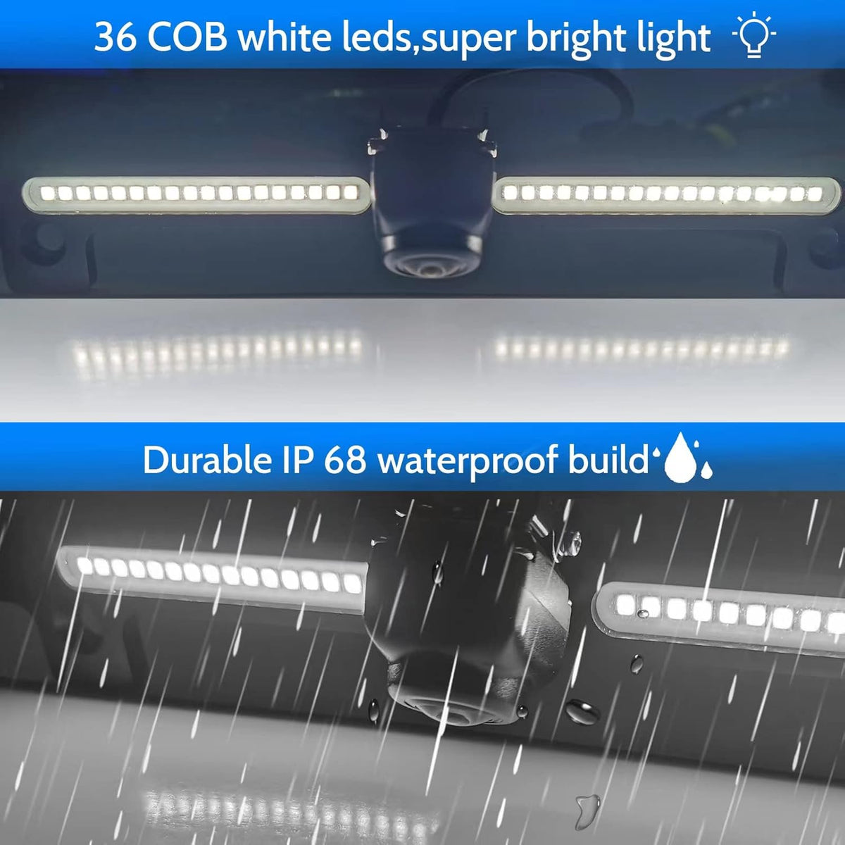 EW-MM02L002KIT License Plate Backup Light Bar with Camera with LCD 4.3" Monitor