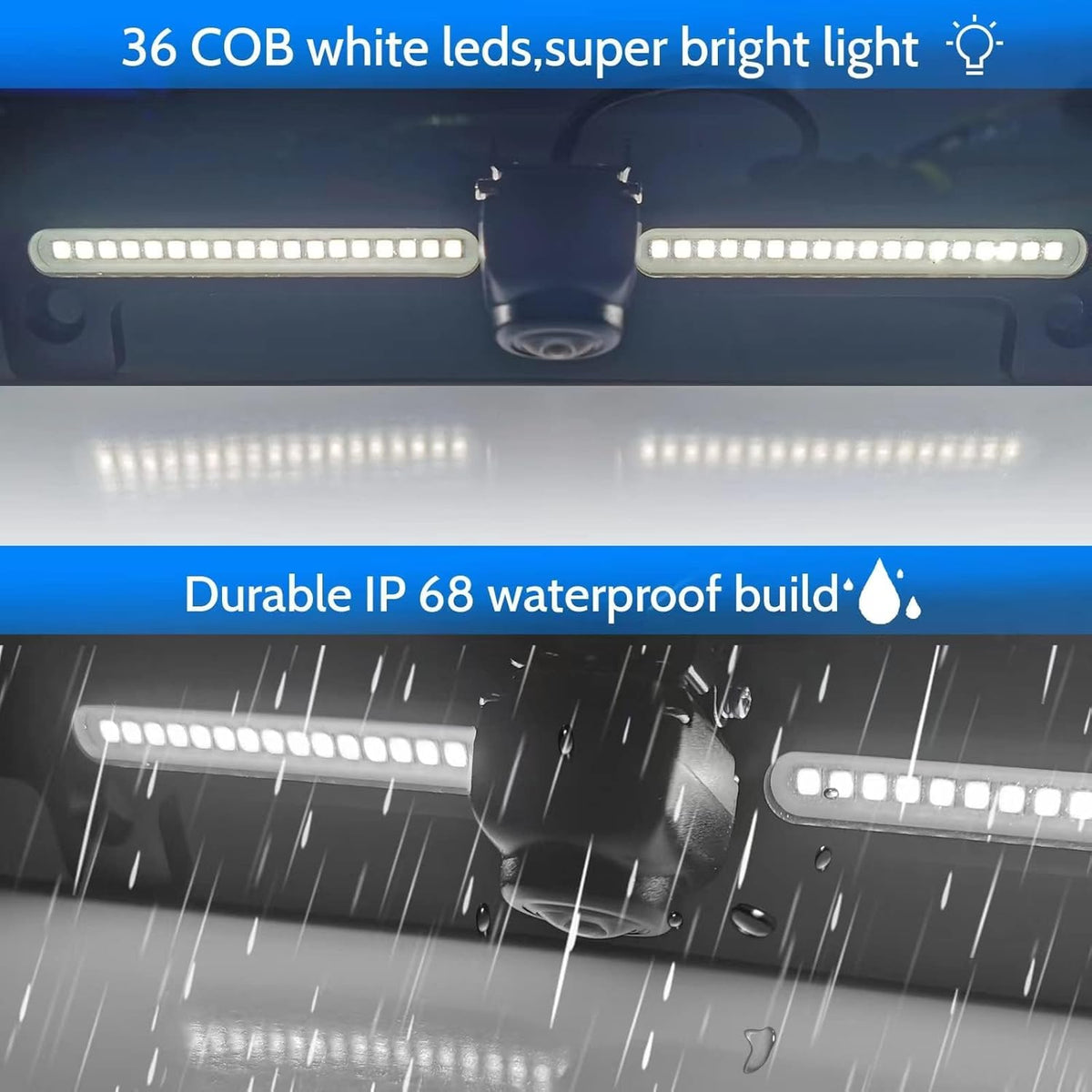 EW-L002 License Plate Backup Camera with LED Reversing Light Bar