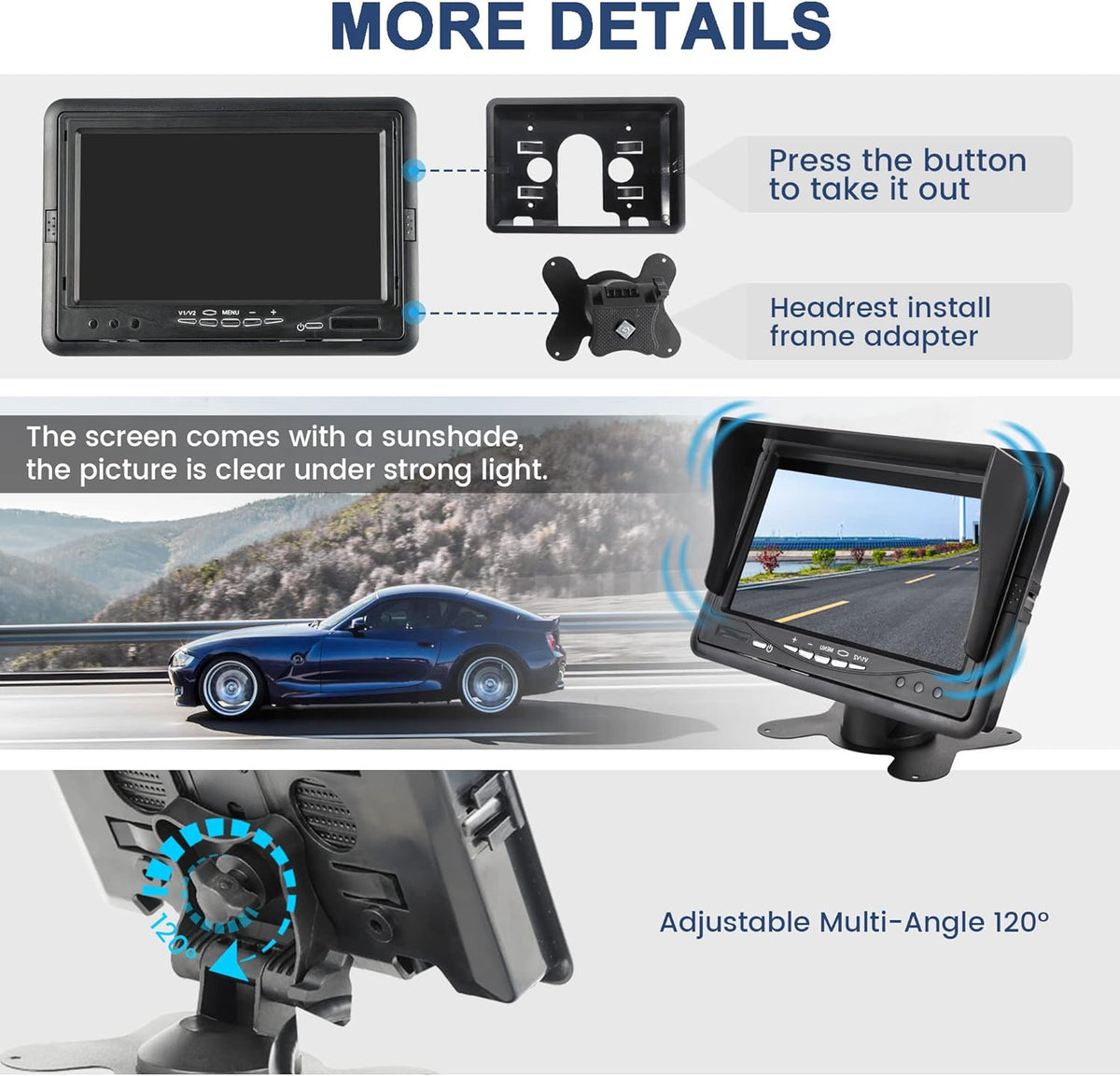 EW-M702S003KIT Blind Spot Side View Camera with 7'' TFT LCD Monitor Display