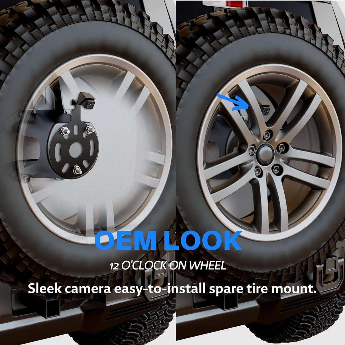 EW-MM02J1002KIT Backup Spare Tire Mount Camera with 4.3" Anti-Glare Mirror  for Jeep Wrangler