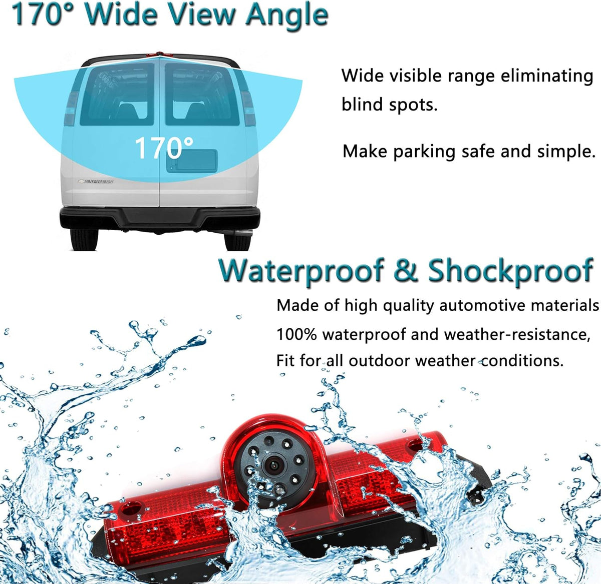 Third Brake Light Backup Camera
For GMC Savana & Chevrolt Express Explorer Van 2003-2016