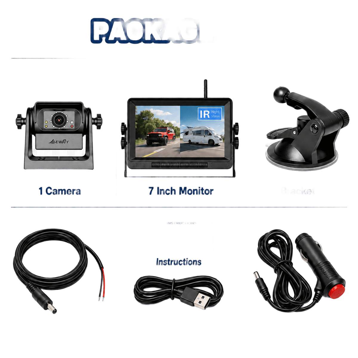 Wireless Automotive Camera with 7 inch Rear View Monitor