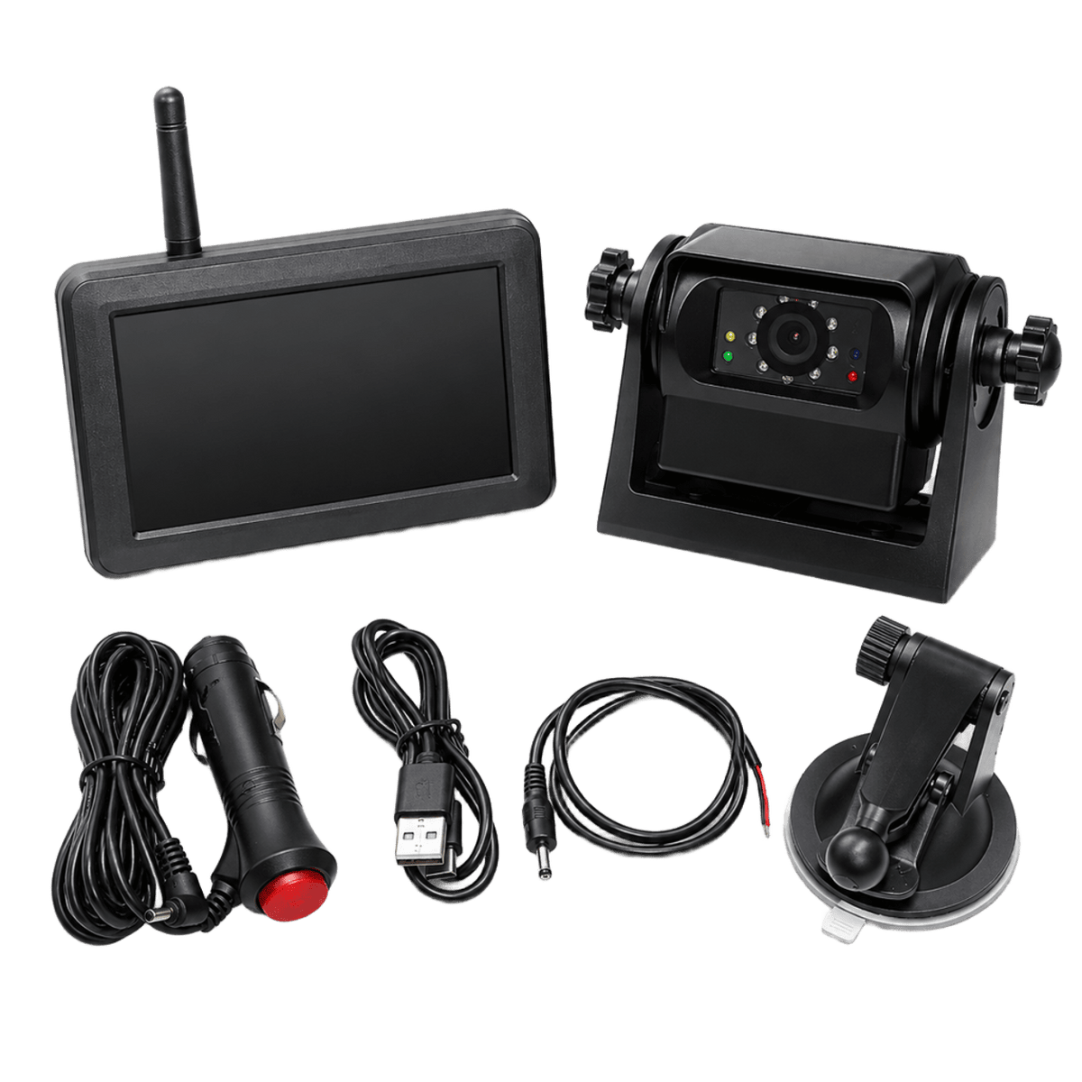 Wireless Backup Camera with biult-in rechargeable battery with 5 inch Rear View Monitor