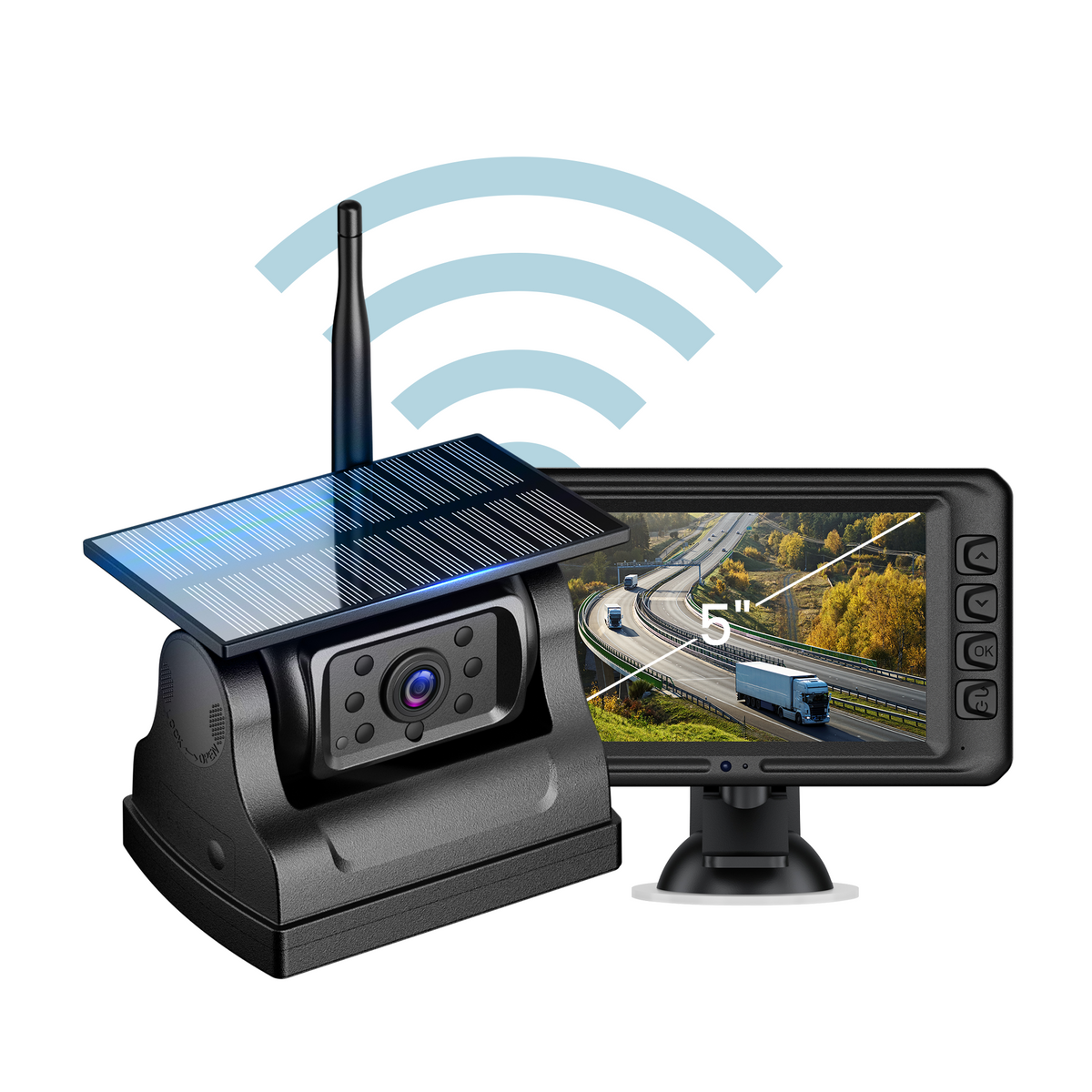 Solar-Power Wireless Rechargeable Horse Trailer Camera with 5inch Monitoring System