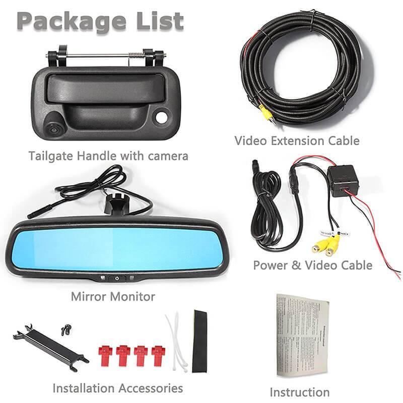 EW-MM02T102KIT Tailgate Handle Backup Camera with Mirror Monitor Kit
