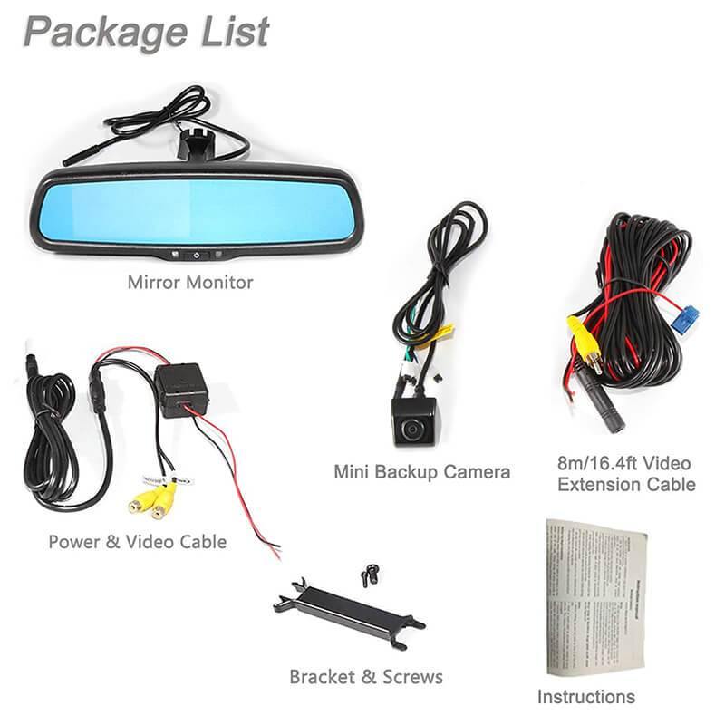 EW-MM02U005KIT Universal Backup Camera with Mirror Monitor Kit